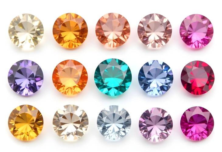 Diverse Colorful Round and Oval Gemstones Set